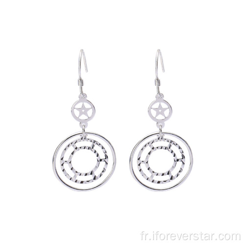 Bijoux Boho Grand Blanc CZ 925 Boucles d&#39;oreilles en argent